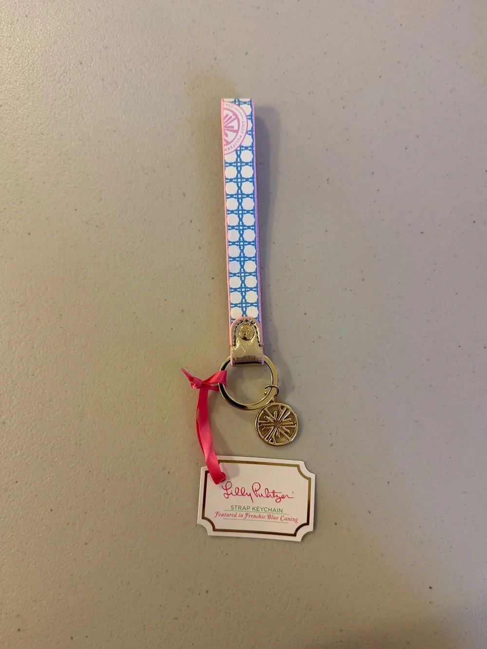 Lilly Pulitzer Strap Keychain in ‘Frenchie Blue Caning’ - *NWT*